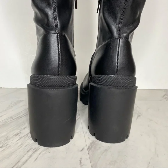 Steve Madden Derby Black Chunky Lug Sole Tall Boot 11M